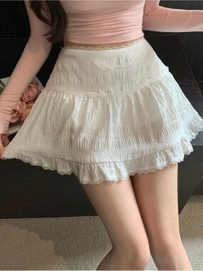 White Ruffled Mini Skirt